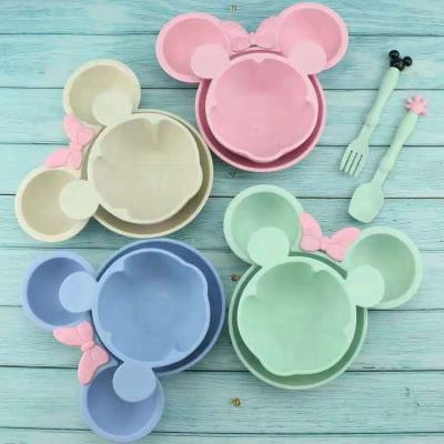 China Minimalist Baby Food Supplement Bowl Set Cartoon Spoon and Fork Bowl Set Four-piece Set Children's Gift Non-slip Tableware for sale