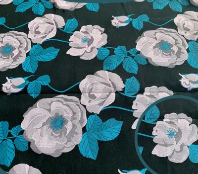 China Sustainable Shade Jacquard Fabric For Dress Fashion Site Rose Jacquard Fabric 3D Pattern Jacquard Fabric for sale