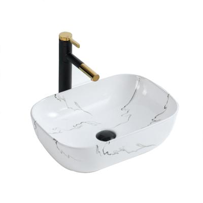 China Modern Bathroom Sinks Rectangle Over White Art Basin Jazz Basin Countertop Porcelain Vessel Ceramic Vanity Sink for sale