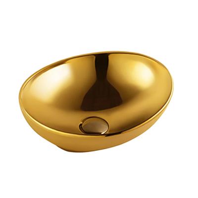 China Vintage Modern European Floral Bathrooms Style Ceramic Basin, Gold Edge Worktop Mount Sink, Vessel Gloss Worktop Mounted Wash for sale