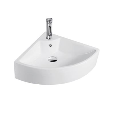 China Modern Bathroom Wall Hung Sinks White Porcelain Rectangular Over Counter Ceramic Bathroom Vessel Vanity Sink Art Basin for sale