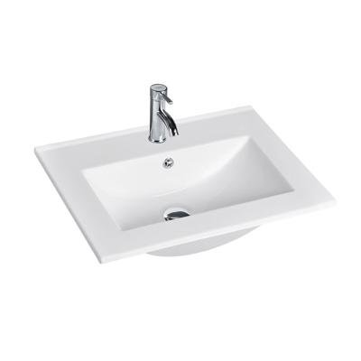 China New Design Bathroom Edge Basin Cabinet Basin Sink Modern Slim Countertop Sink Ceramic Bathroom Sink for sale