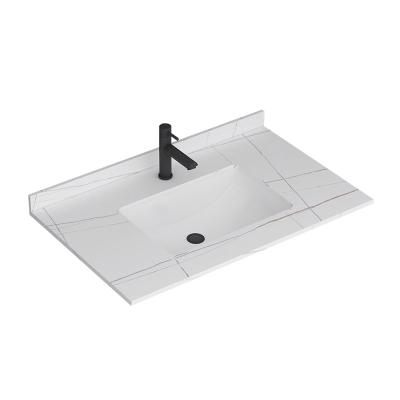 China Modern Solid Rock Dish Marble Outdoor Bathroom Sinks Rectangular Porcelain Above Counter Porcelain Bathroom Vessel Vanity Sink for sale