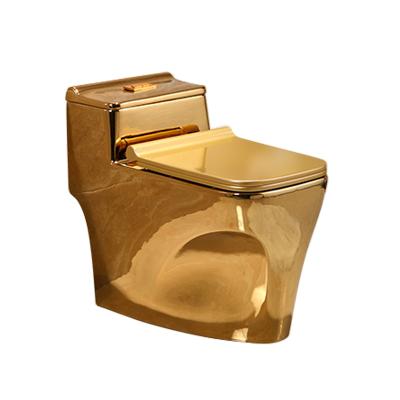 China Gold One-Piece Short Compact Bathroom Mini Commode Water Closet Dual Tiny Double-Flow European Style Ceramic Toilet Flush Conce for sale