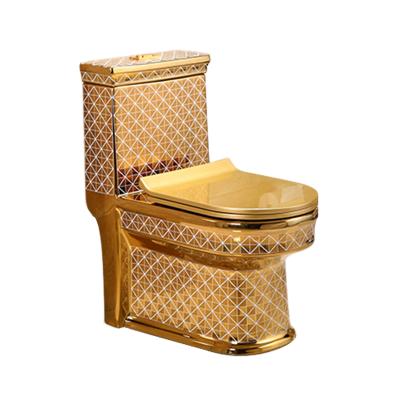 China Gold One-Piece Short Compact Bathroom Mini Commode Water Closet Dual Tiny Double-Flow European Style Ceramic Toilet Flush Conce for sale