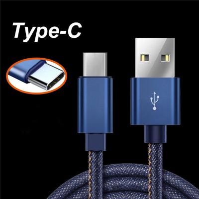 China Free Sample Denim Style Copper Core Convenient/Fast Charging Fast Charging Type Micro USB C Charger Cable For iPhone and Samsung for sale