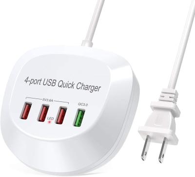 China Charging for iphone Samsung xiaomi Huawei 5V 4A 7.2A 4 port 18w 36w qc3.0 fast charging desktop set usb charging station US EU RU AU left plug 4 usb multi charger for sale