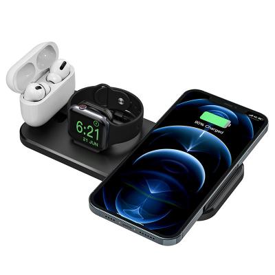 China Mobile Phone Tablet MP3 GPS 3 in 1 Universal 10W Wireless Charger Fast Wireless Charging Pad Compatible with Iphone, Apple Watch AirPods Pro/3/2 for sale