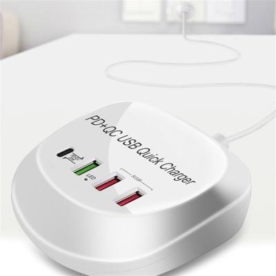 China Charge For iPhone Samsung Xiaomi Huawei 40W Charger USB C Palladium Charging Station USB Fast Charging Block With QC 3.0 Port Compatible With iPhone Samsung iPad Macbook Air for sale