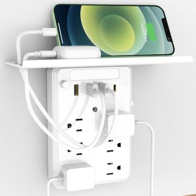 China Residential/Multi-Purpose Night Switch Six Auto Wall Outlet with TYPE-C Charging Port and Detachable Phone Shelf, U L Approved for sale