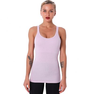 China Breathable BR 2021 NEW Seamless Women Knit Yoga Tank Top Exercise Fitness Common Wear Vest Long for sale