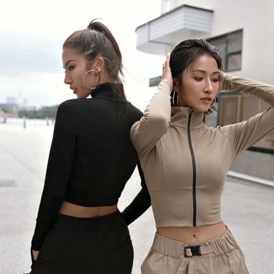 China BATTLEROBE Breathable NUDE ZIPPER Women Full Zipper Warm Up LONG GAIN Exercise CULTURE Running Jogging TOP Jacket for sale