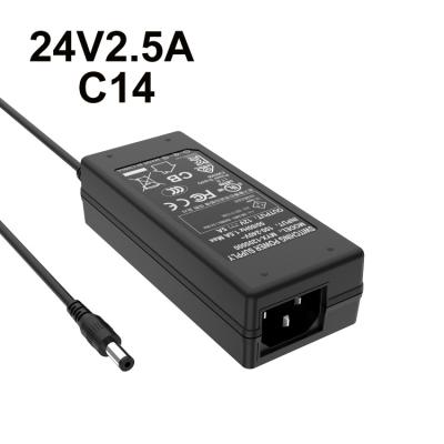 China Electrical Appliances 24v 2.5a Power Supply C6 C8 C14 60w 12v AC Desktop Adapter 5 a for sale