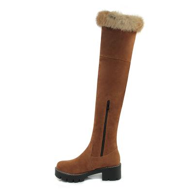 China Waterproof Fur Boots Size 34 To 43 Women Above Knee Thigh High Boots High Luxury Boots for sale