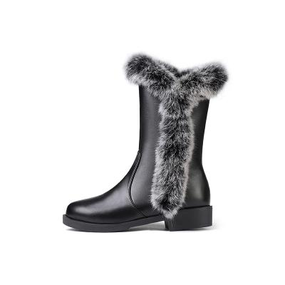 China Anti-slippery Side Round Head Zipper Round Head Winter Heel Ladies Mid-Calf Boots Ladies Mid-Calf Boots for sale