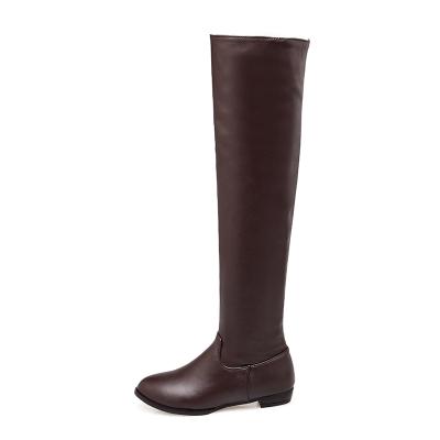 China New Style Breathable Winter Round Main Roman Riding Women Heel Side Zipper Flat Thigh Boots Over - Knee Boots for sale