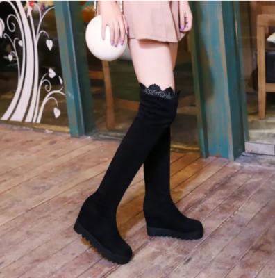 China Women Waterproof Platform Over - Knee Boots Round Toe Long Riding Wedge Fall Winter Boots for sale