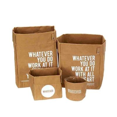 China New Design Recyclable Gift Kraft Washable Paper Bag With Logo Print for sale