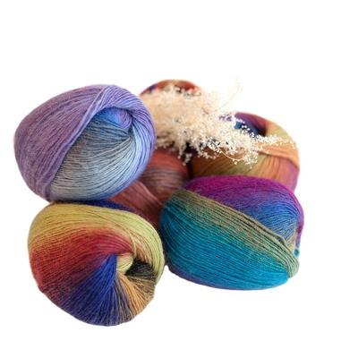 China Wholesale Antistatic Yarncrafts Stylish Natural 3.6NM Wool 100% Multi Colored Self Barring Variegated Yarn for sale