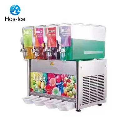 China Small Piece Particles Accepted Lovely Best Price 4 Tanks Fruit Juice Dispenser Machine Juice Dispenser Frozen Drink To Dispense For Commercial for sale