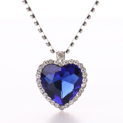 China Vintage Heart Of Ocean Blue Heart Forever Love Pendant Necklace for sale