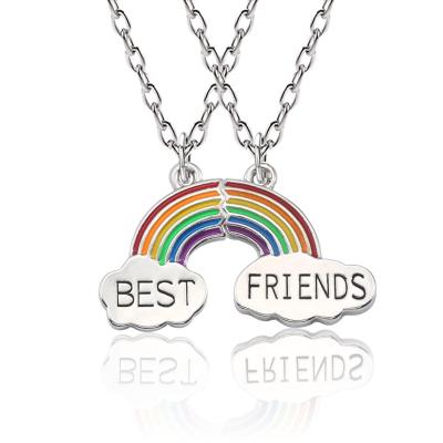 China Fashionable Rainbow Pendant Necklace Vintage Best Friend Quilted Necklace for sale