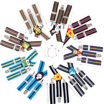 China Adjustable Braces Suspenders Amazon Top Selling Kids Cartoon Stripe Removable Elastic Braces Stainless Baby Kids Suspenders for sale