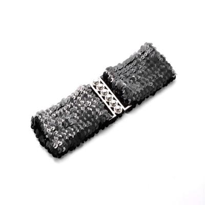 China Fashional European and American sequins style belt lady's elastic waistband with steel ball buckle for sale