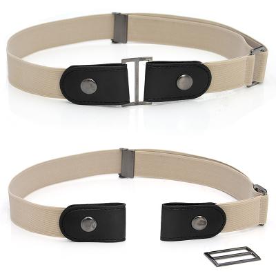 China Fashional Fashion Belt Elastic Simple Invisible Single Lazy Belt Buckle Free Slimming Belt 3cm Tight Width Fat for sale