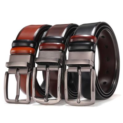 China Custom Men's Belts New Factory Style Men's Leather Belt With Reversible Buckle for sale