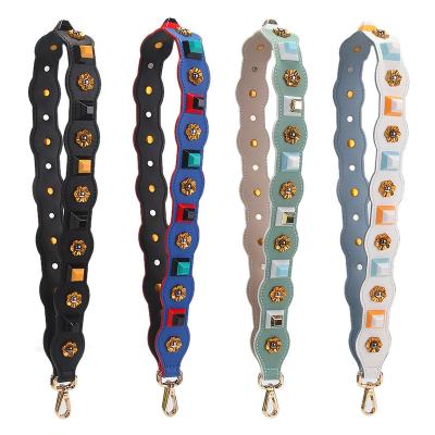 China Fasion Factory Fashion Handbag Accessories Colorful Square Rivets Small Bag Widening Shoulder Strap for sale