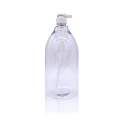 China Cosmetic Packaging 2000ml PET Empty Transparent Wholesale Hand Squeezed Round Shampoo Cosmetic Rub Cream Hot Sale Plastic Pump Bottle for sale