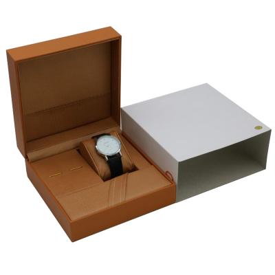 China Recyclable High End Genuine Leather Watch Gift Box Packaging Premium Velvet Watch Jewelry Storage Box for sale