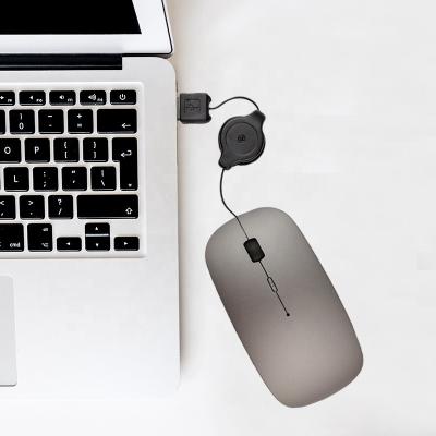 China 3D Retractable Cable Wired USB Desktop Working Mouse Game Easy To Carry Optical Mouse For Computer Notebook for sale