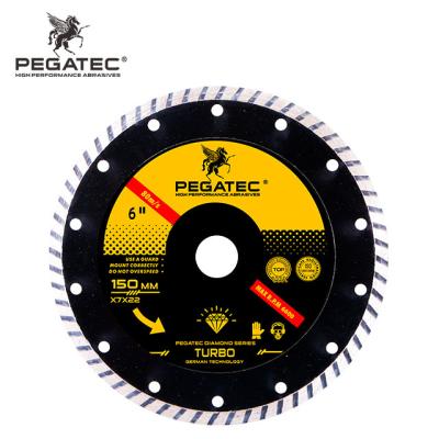 China Granite PEGATEC 150mm 6inch Diamond Saw Blades Turbo Wave Continuous Cold Pressed with Cutting Disc for Stone Concrete for sale