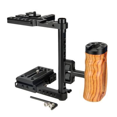 China Niceyrig Aluminum Alloy/Wooden Camera Cage Rig Kit for Canon Nikon Panasonic DSLR Cage with Wooden Handle for sale