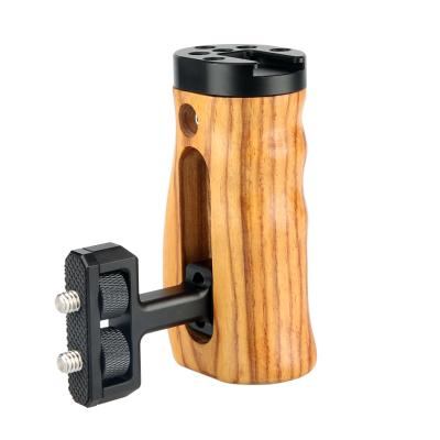 China NICEYRIG Universal Aluminum Alloy+Wooden Side Grip Hand Grip With Built-in Cold Shoe For DSLR Camera Cage for sale