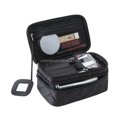 China Carrying Case Black Makeup Case With Brush Holder Makeup Travel Hanging Pouch for sale