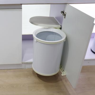 China Rolling type American 30 L waste bin cabinet swing lid rolling trash can cover buit in kitchen dust bin for sale