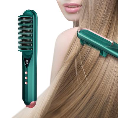 China Professional Electric RV Hair Straightener Comb Ceramic Heating Hair Brush Anti-scald Effective Hair Comb for sale