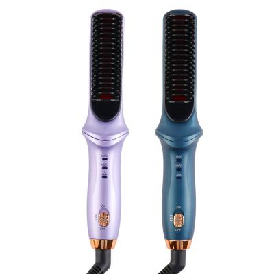 China RV Customized Fast Heating Mini Mens Hair Brush Hot Air Hair Styler Hair Brush Straightener Wholesale Comb Brush for sale