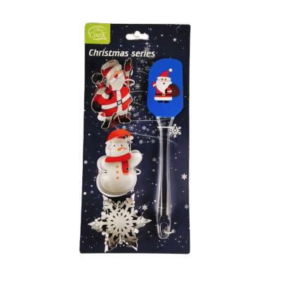 China Sustainable Fantastic Christmas Series Cookie Cutters Set Various Shapes With Christmas Spatula for sale