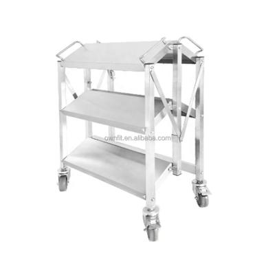 China Restaurant Kitchen Inductry Stainless Steel Commercial Folding Food Cart New With Best Price for sale