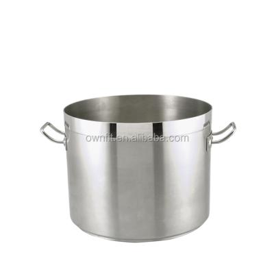 China Viable different sizes kitchen cookware thicken rim stainless steel deep stock hot pot with 304 handle for sale