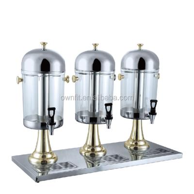 China Stylish plastic cheap juice bar equipment 3 bottol stainless steel powder fruit juice dispenser for sale for sale