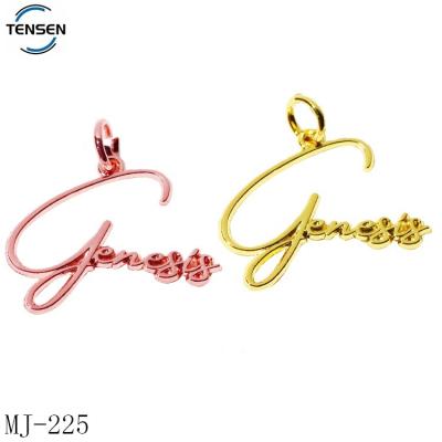 China Environmental Friendly Personalized Custom Embossed Letter Charms Supplier Jewelry Gold Necklace Accessory Metal Pendant for sale