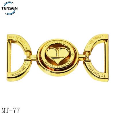 China Sustainable fashion made gold apparel buckle custom name designer swimwear accessory private buckle for lady shoes for sale