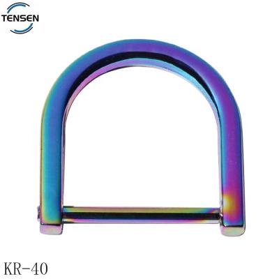 China Wholesale environmental friendly 25mm metal hardware bags zinc alloy rainbow D-rings plated luggage strap d buckle straps for sale