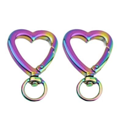 China Wholesale Environmental Friendly Material Rainbow Heart Shape Metal Jewelry Zinc Alloy Accessories Snap Hooks for sale