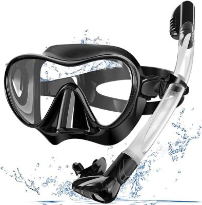 China 3D Max Snorkel Set Wide View Snorkeling Mask w/Adjustable Panoramic Glass Diving Strap & Dry Valve Swim Folding Snorkel for sale